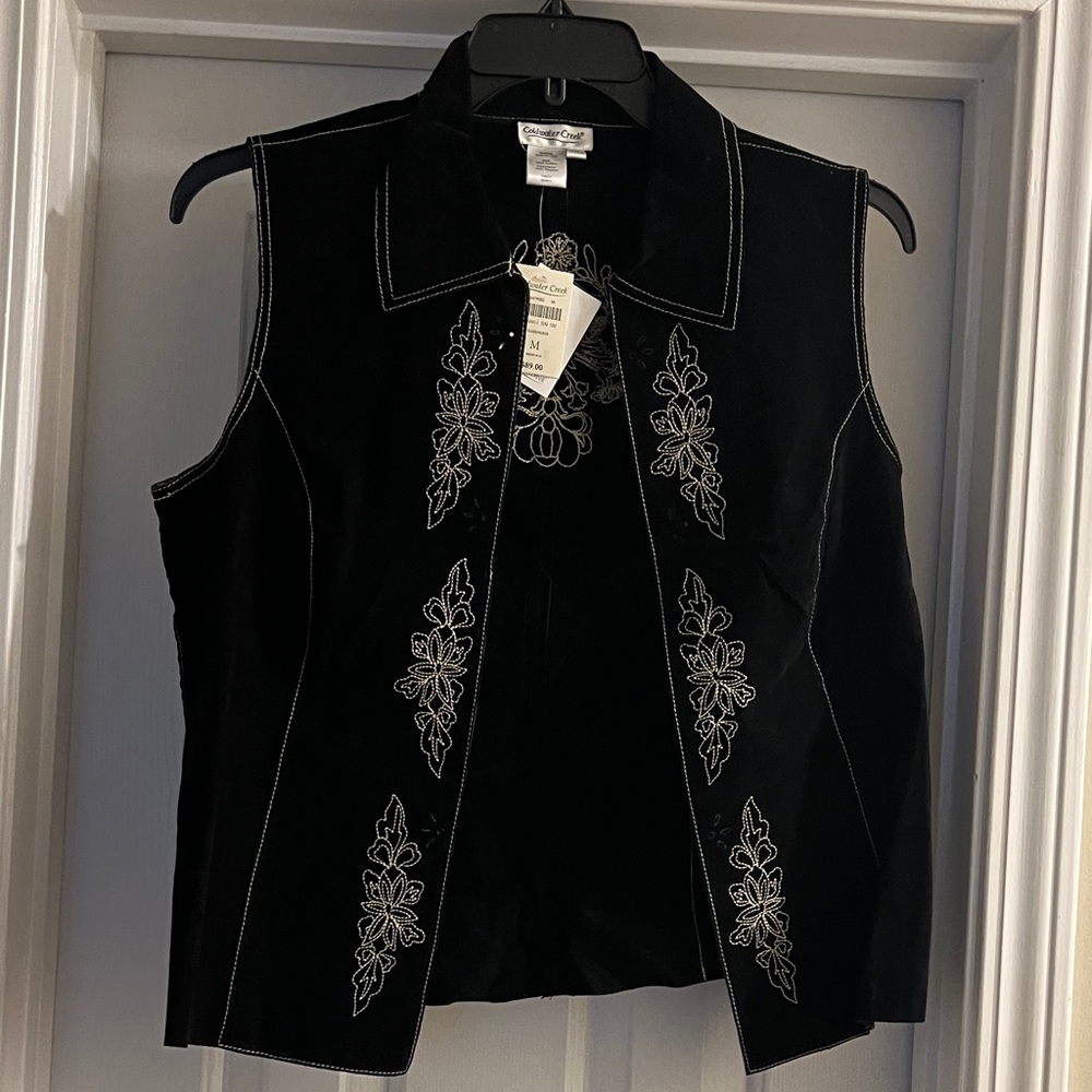 Coldwater Creek Embroidered Suede Vest